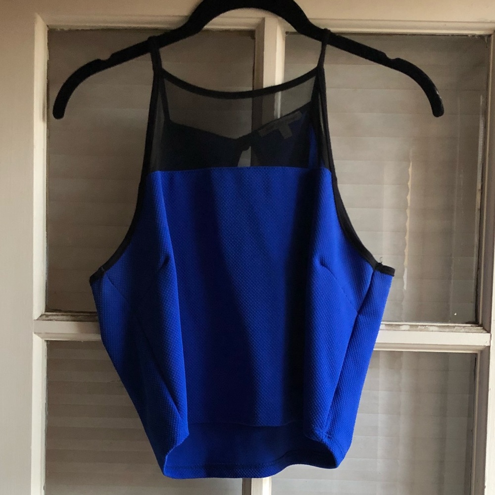 Royal blue crop top with keyhole back